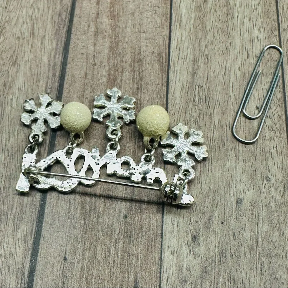 I Love Snow‎ Silver Red White Enamel Charm Brooch B5